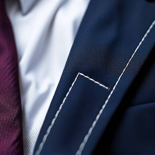 A close-up of intricate hand-stitching on a suit lapel.